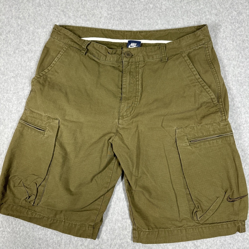 Nike Cargo Shorts Men's Size 32x10 Medium Green Ripstop 613644 Rare